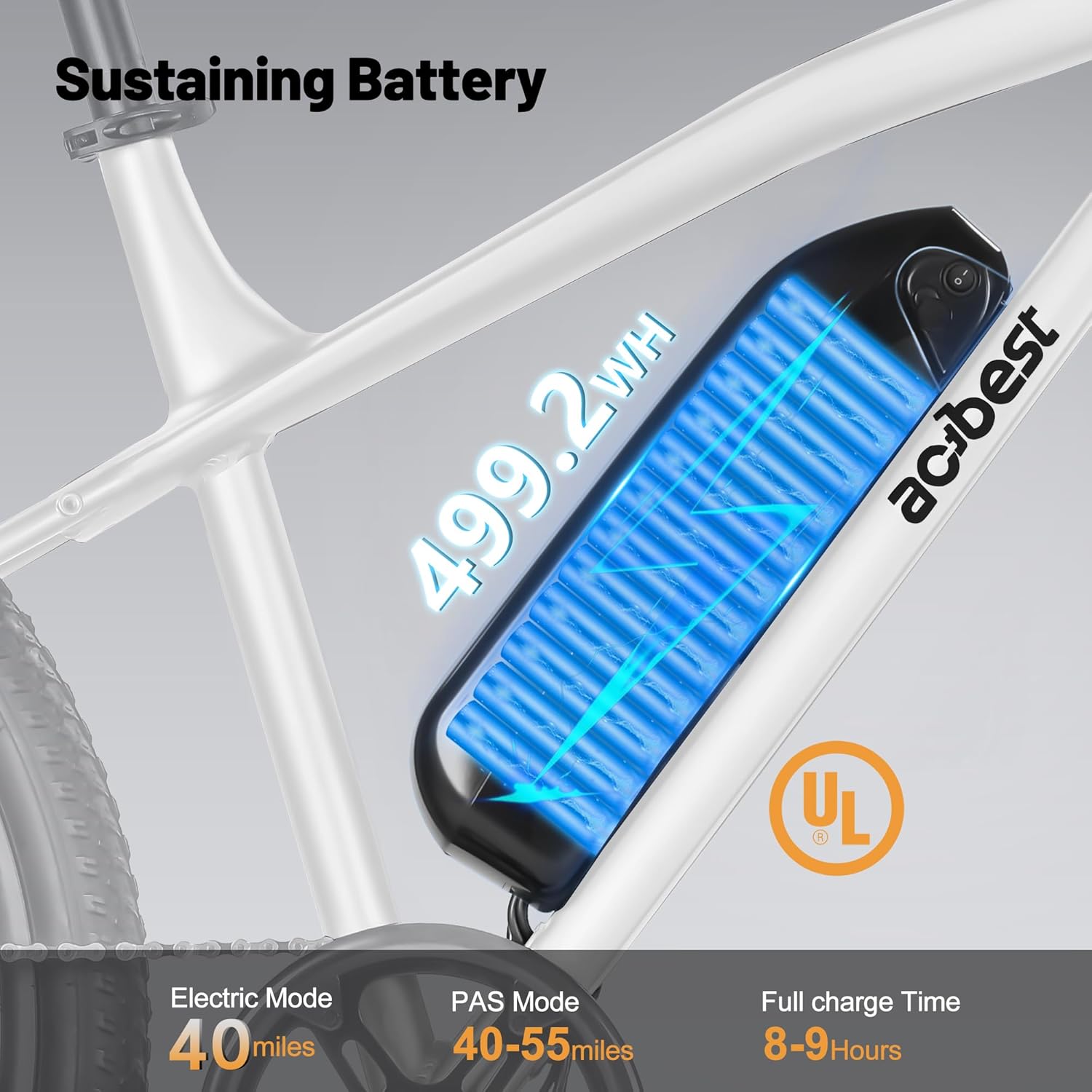 ACTBEST Race Electric Bike for Adults 21-Speed 27.5" Ebike view 3