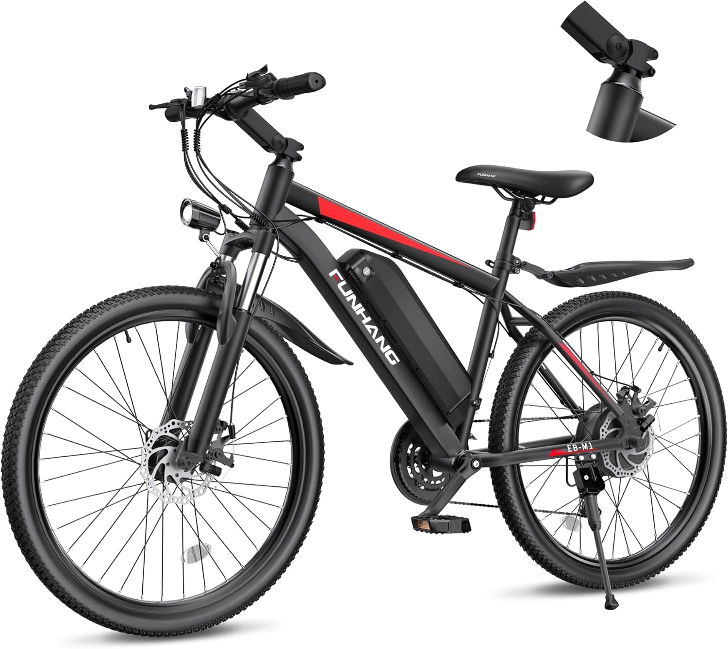Funhang Electric Bike for Adults, 26'' 1000W Peak Ebike view 2