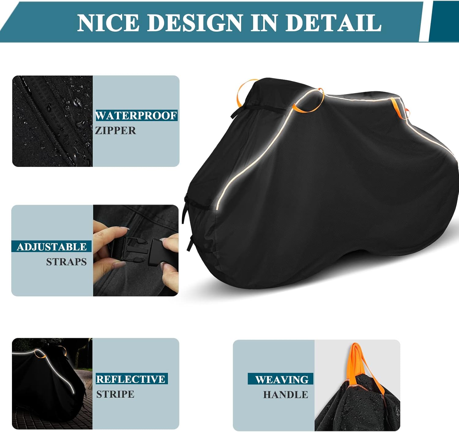 Narremcoy Waterproof 600D Bike Cover for Transport 2 Bikes view 4