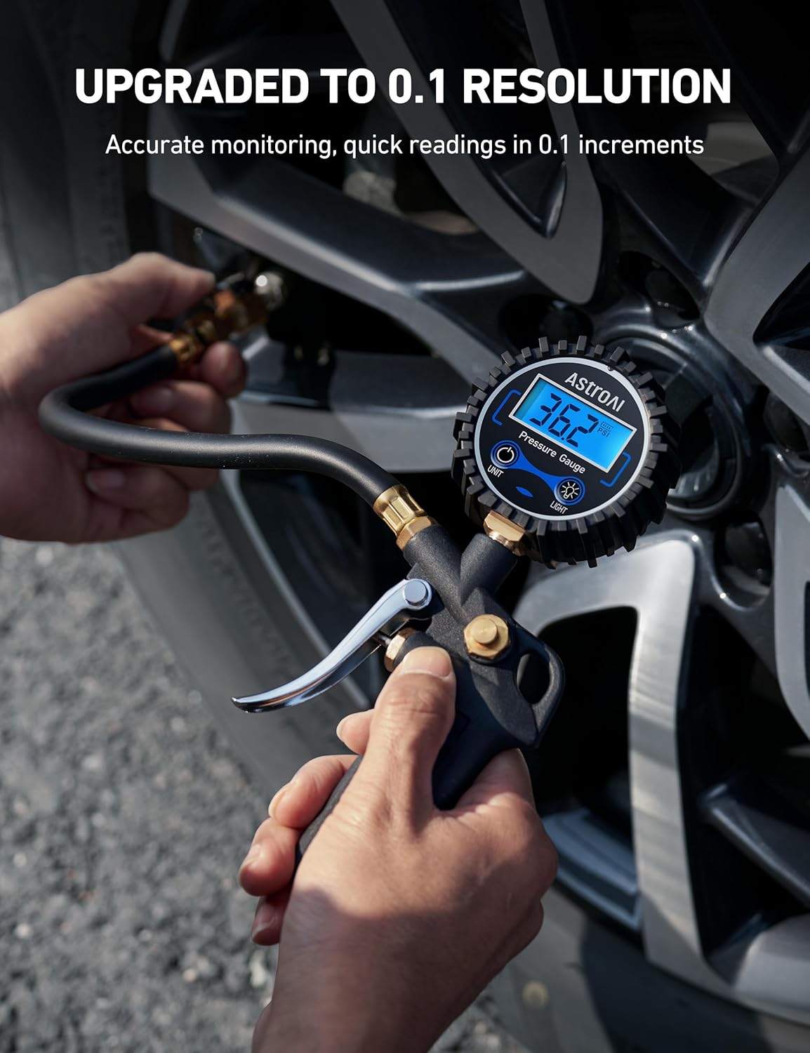 AstroAI Digital Tire Pressure Gauge with Inflator, 3-250 PSI view 5
