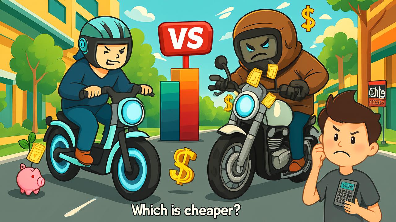 Cost comparison between e-bike and motorcycle ownership